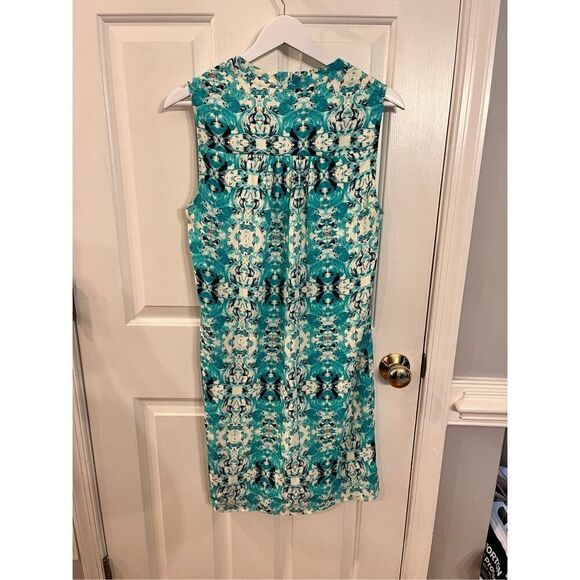 Lavender Brown Aqua Blue Swirl Print Sleeveless Dress sz M EUC - Picture 6 of 7